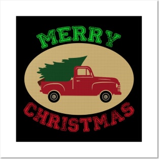 Merry Christmas Jeep Tree Pick up truck tree Christmas Jeep Lover Posters and Art